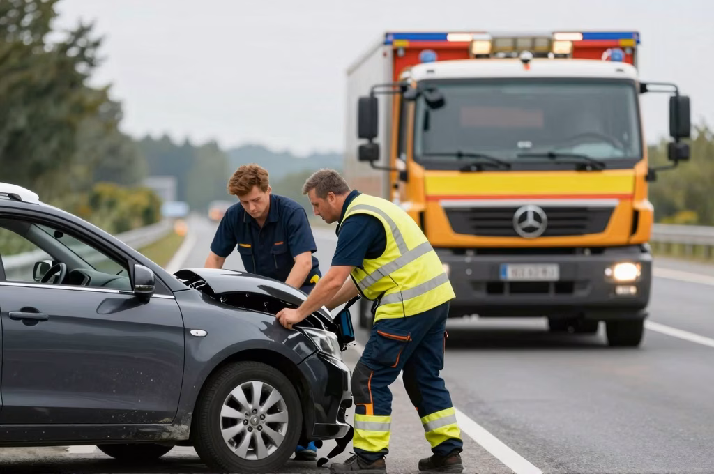 Intervention d'assistance dépannage Pacifica sur autoroute avec véhicule de remplacement