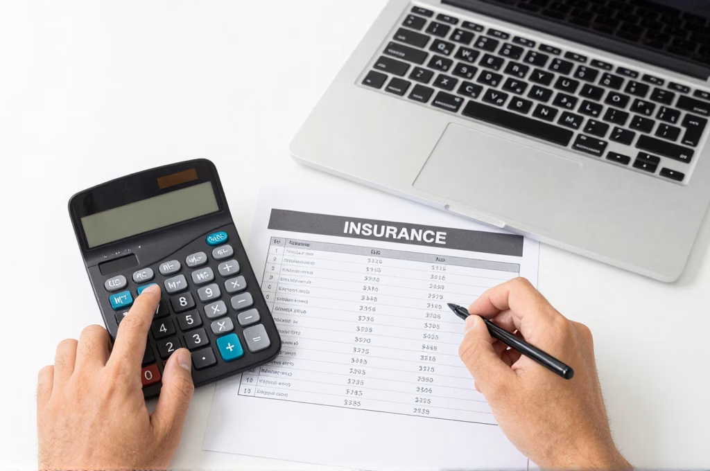 Personne utilisant une calculatrice pour comparer les taux d assurance emprunteur