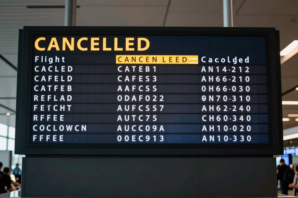 Tableau d affichage de vols annules dans un aeroport