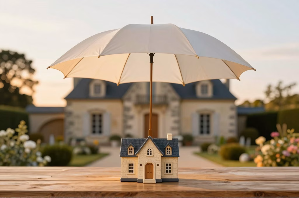 Maison familiale illuminée au crépuscule symbolisant la protection du patrimoine