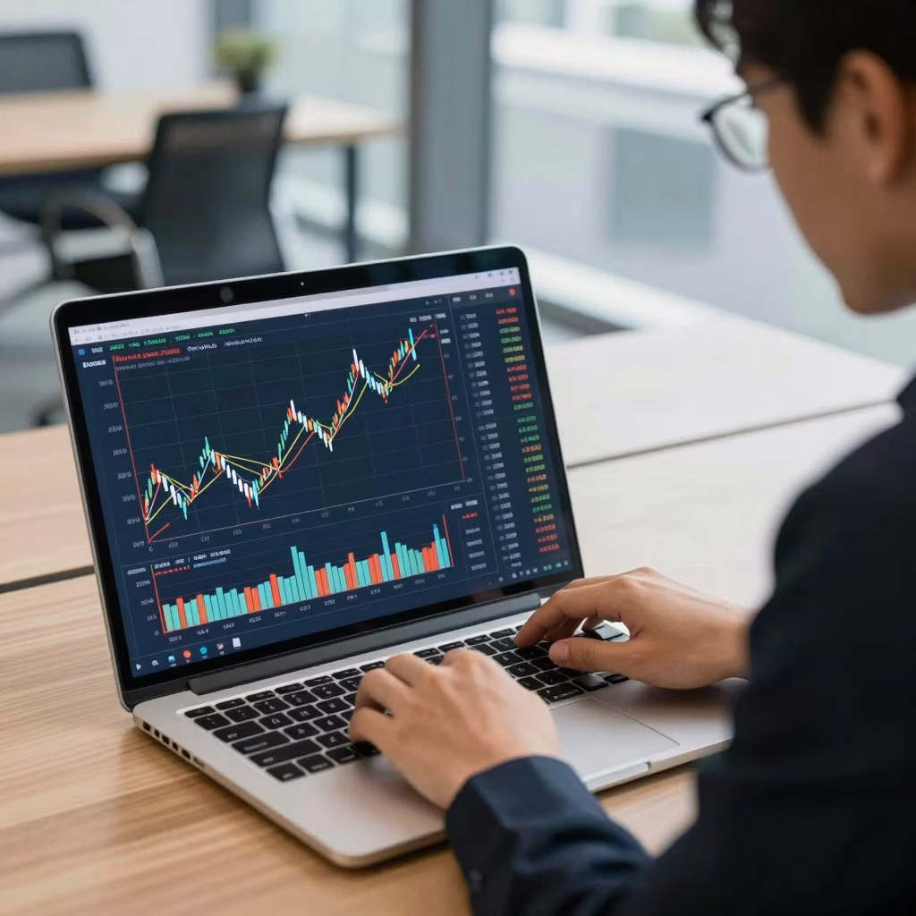 Professionnel analysant des graphiques de prix d'assurance sur ordinateur