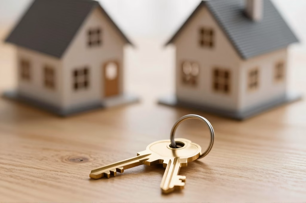 Cles de maison sur une table en bois symbolisant le changement d'assurance habitation