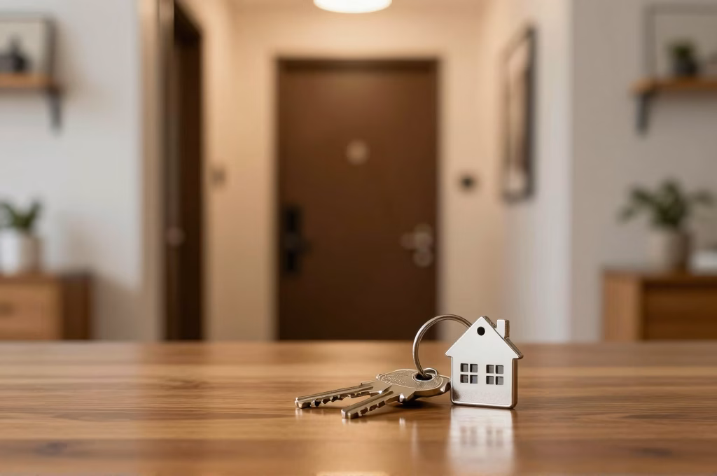 Cles d'appartement sur une table symbolisant l'emmenagement et la souscription d'une assurance locataire